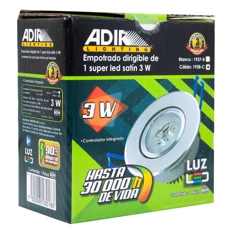 Empotrado Adir 1 led x 3 w cálido