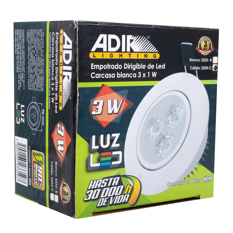 Empotrado Adir dirig.led. carcasa bca 3x1w.cálido