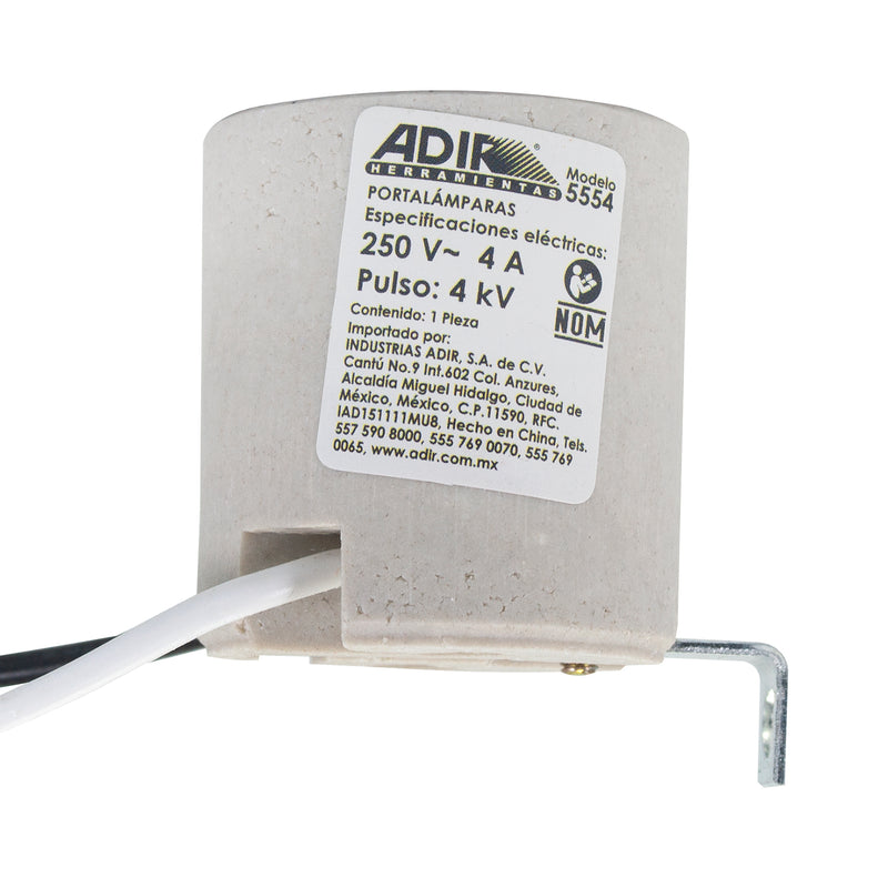 Soquet Adir porcelana escuadra c/cables