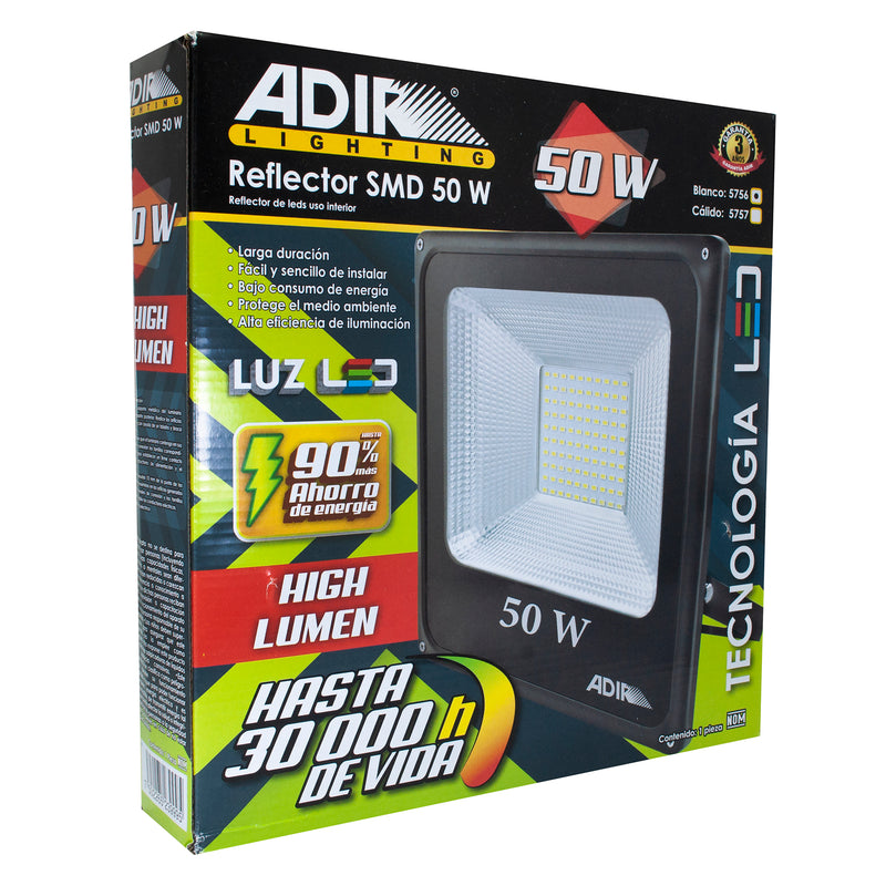 Reflector Adir smd extra plano super led 50 watts frío