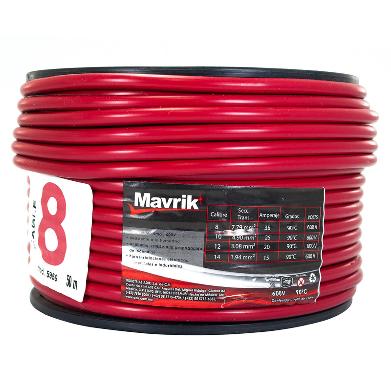 Cable mavrik cal 8 rojo 50 mts