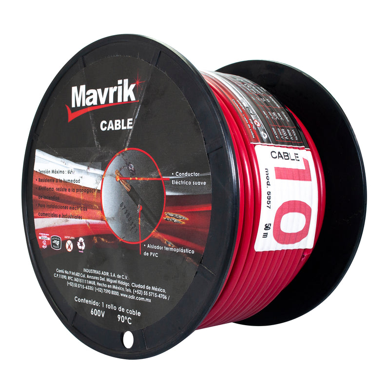 Cable mavrik cal. 10 rojo 50mts