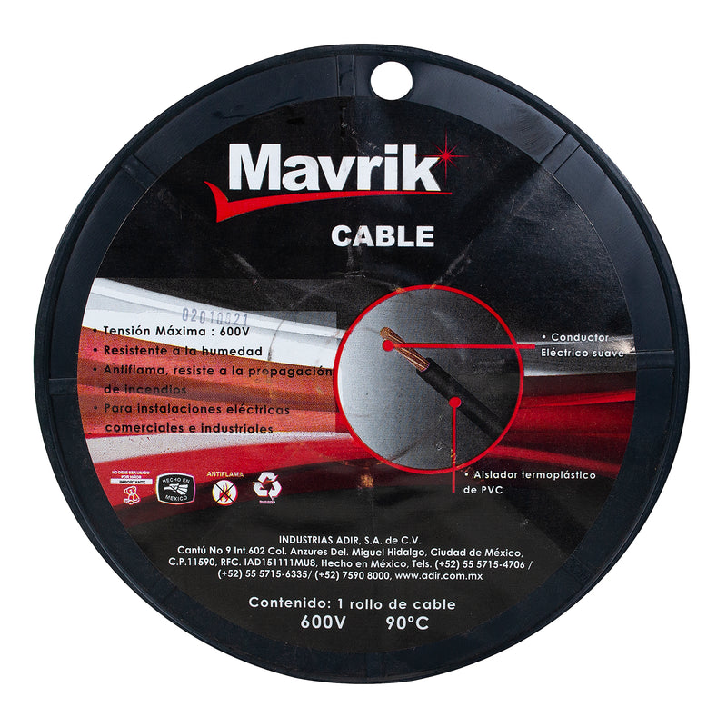 Cable mavrik cal. 12 rojo 50 mts