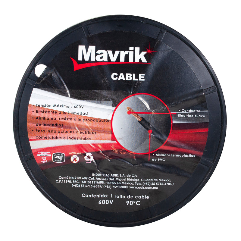 Cable mavrik cal. 10 negro 50 mts