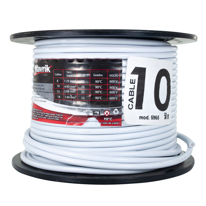 Cable mavrik cal. 10 blanco 50mts