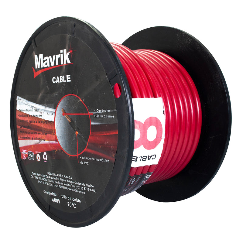 Cable mavrik cal 8 rojo 25mts