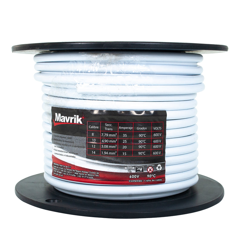 Cable mavrik cal 8 blanco 25 mts