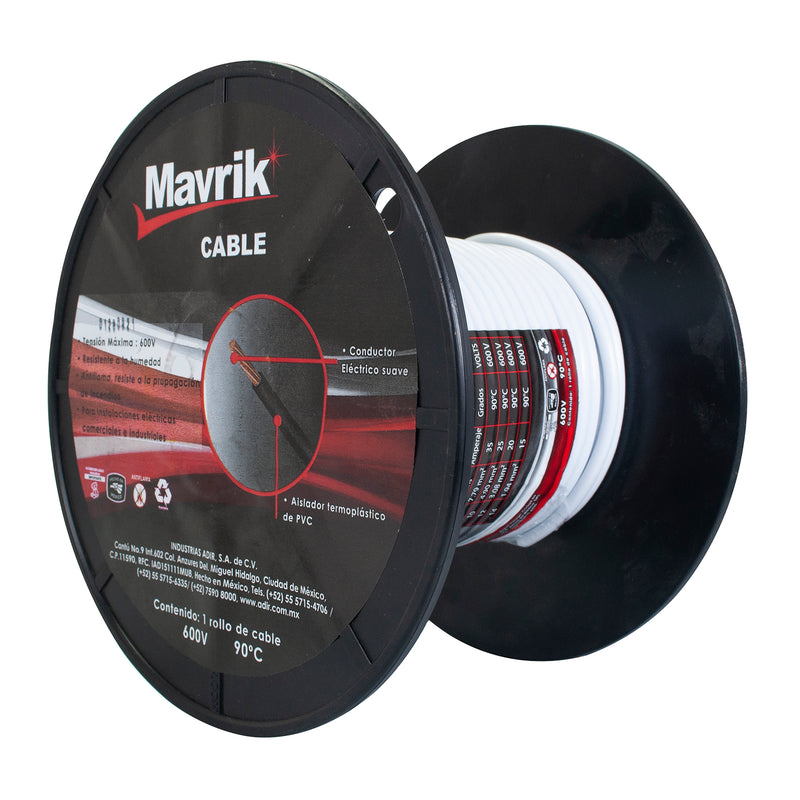 Cable mavrik cal. 10 blanco 25mts