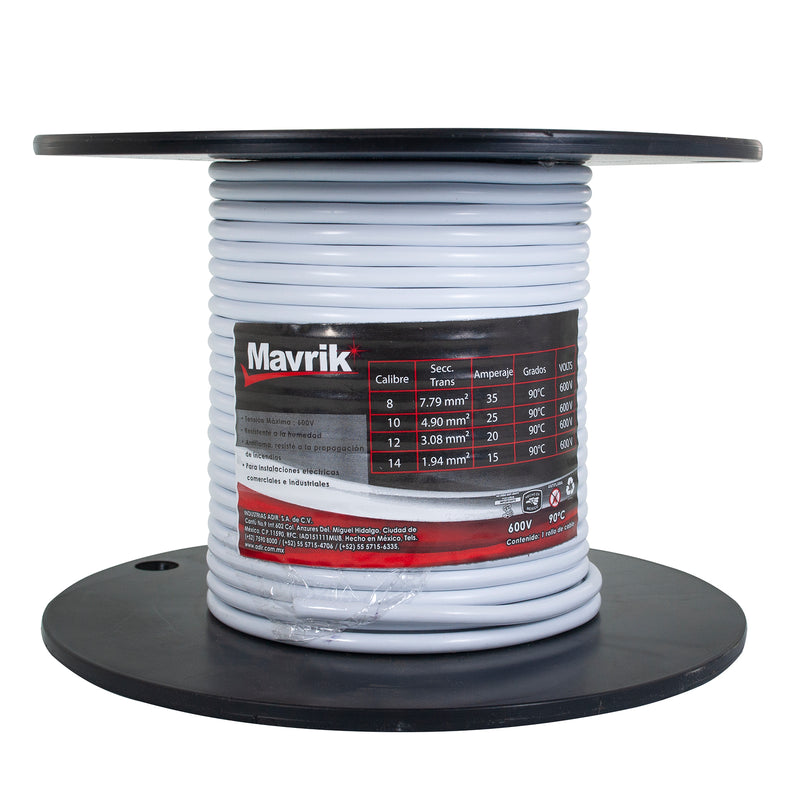 Cable mavrik cal 12 blanco 25 mts