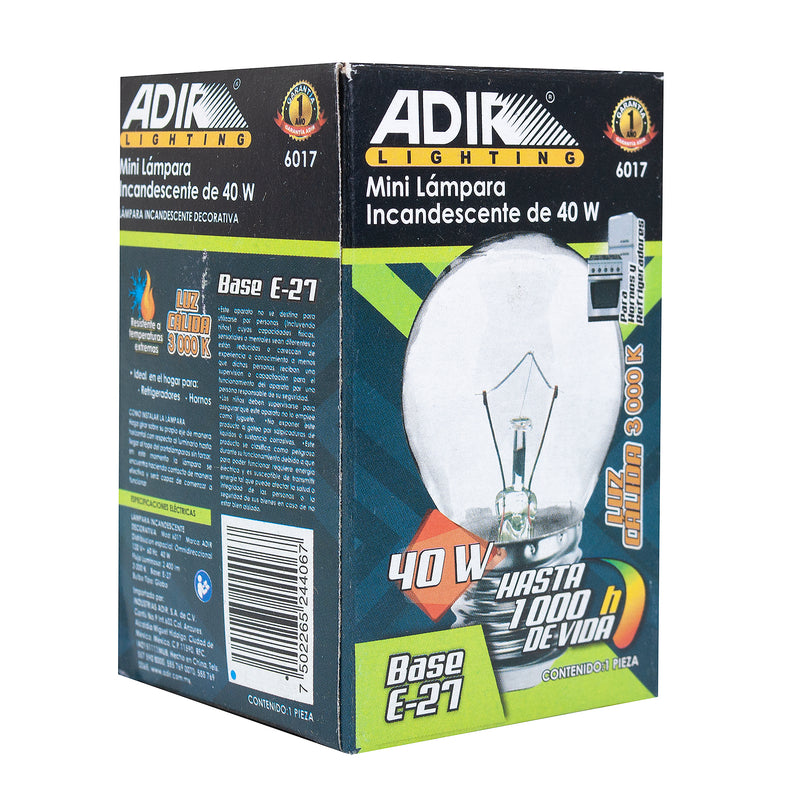 Foco Adir incandescente 40 watts horno y refrigerador