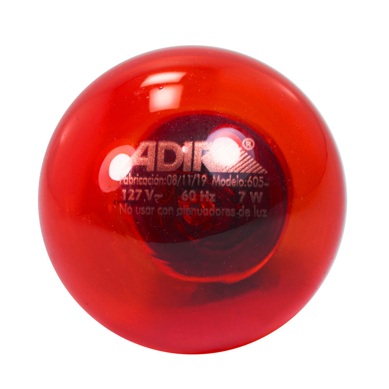 Foco Adir bola 7 watts rojo incandescente