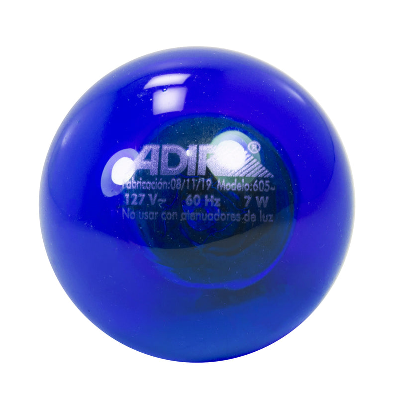 Foco Adir bola 7 watts azul incandecente