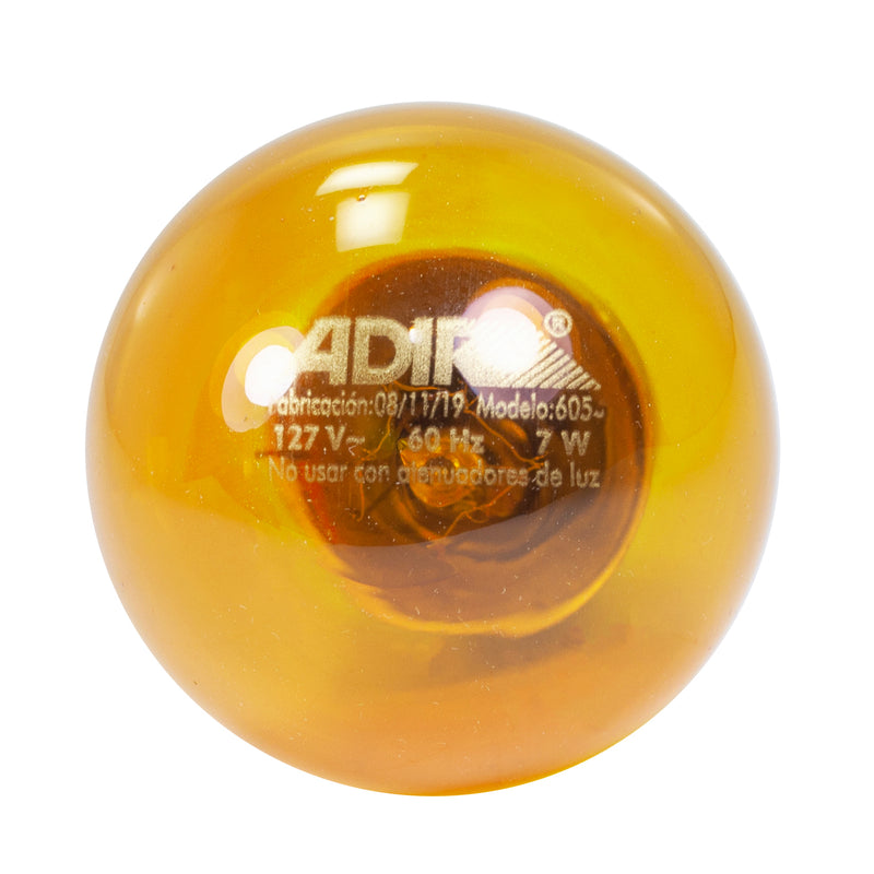 Foco Adir bola 7 watts amarillo incandecente