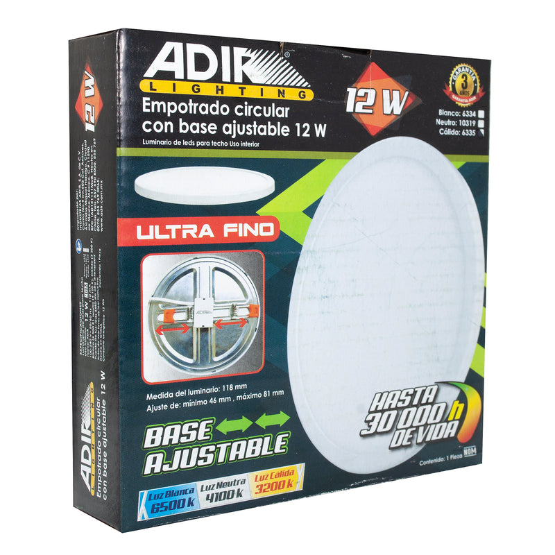 Empotrado Adir led redondo 12w cálido base ajustable