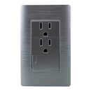 Placa HUH aluminio 1 apagador y 2 contactos - La nueva eléctrica