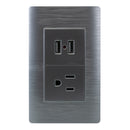 Placa HUH aluminio 1 contacto y 2 USB - La nueva eléctrica