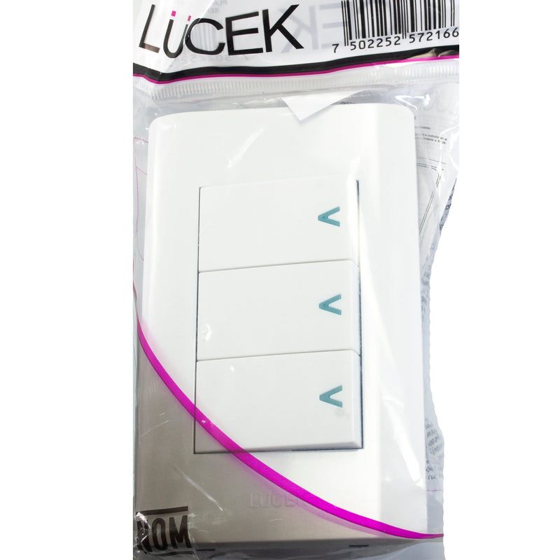 Placa Lucek c/3 apagadores sencillos blanco