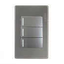 Placa Lucek metal 2 apagadores sencillo 1 apagador escalera plata - La nueva eléctrica
