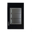 Placa Lucek crystal c/2 apagadores sencillo y escalera negro/negro - La nueva eléctrica
