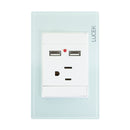 Placa Lucek crystal contacto y 2 USB crystal/blanco - La nueva eléctrica
