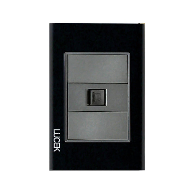 Placa Lucek crystal toma rj45 negro/negro