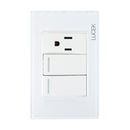Placa Lucek Colors c/2 apagadores escalera y 1 contacto blanco - La nueva eléctrica