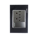Placa Lucek 1 apagador escalera y 2 contactos de 1 módulo cristal espejo - La nueva eléctrica