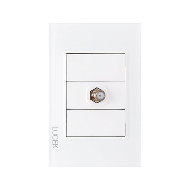 Placa Lucek crystal toma coaxial blanco/blanco