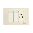 Placa Lucek Colors c/2 apagadores sencillos y 1 contacto negro - La nueva eléctrica