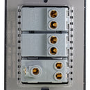 Placa Lucek Metálica 2 apagadores 1 contacto anodizado - La nueva eléctrica