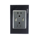 Placa Lucek 2 contactos y 2 entradas de USB cristal espejo negro - La nueva eléctrica