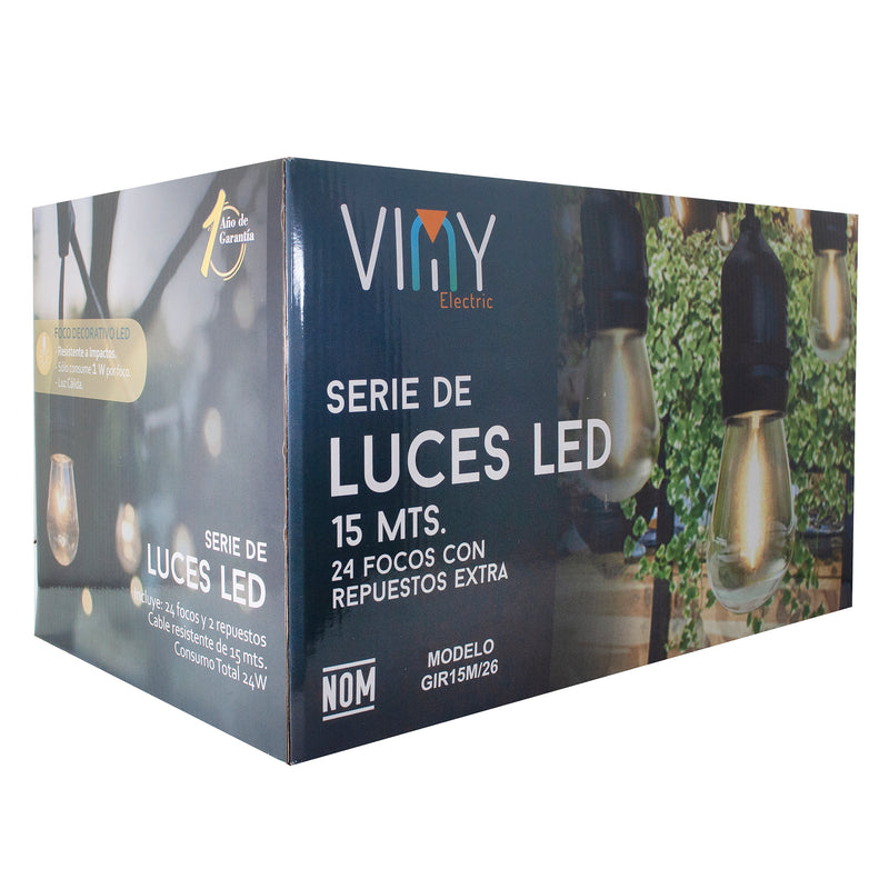 GUIRNALDA VINY LED 15 M 24 SOCKETS 26 FOCOS 2200K