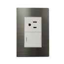 Placa Solaris acero inoxidable con base blanca 1 apagador 1 contacto - La nueva eléctrica