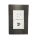 Placa Solaris acero inoxidable con base blanca TV y teléfono - La nueva eléctrica