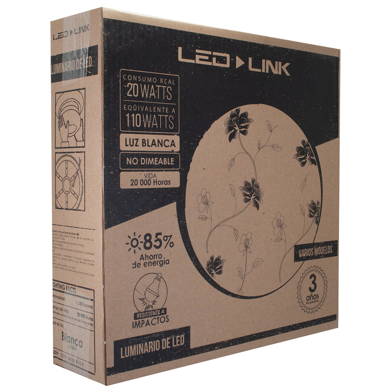 PLAFON LED LINK 20 WATTS FRIO ORQUIDEAS AMARILLA