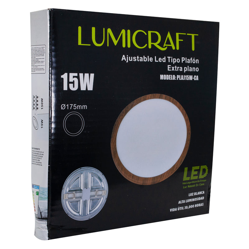 EMPOTRADO LUMICRAFT LED  15W AJUSTABLE ORILLA CAOBA