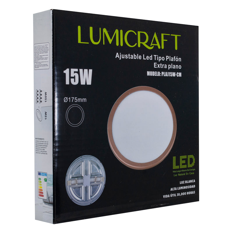 EMPOTRADO LUMICRAFT LED  15W AJUSTABLE ORILLA COBRE MATE