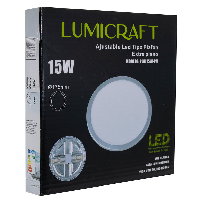 EMPOTRADO LUMICRAFT LED  15W AJUSTABLE ORILLA PLATA MATE