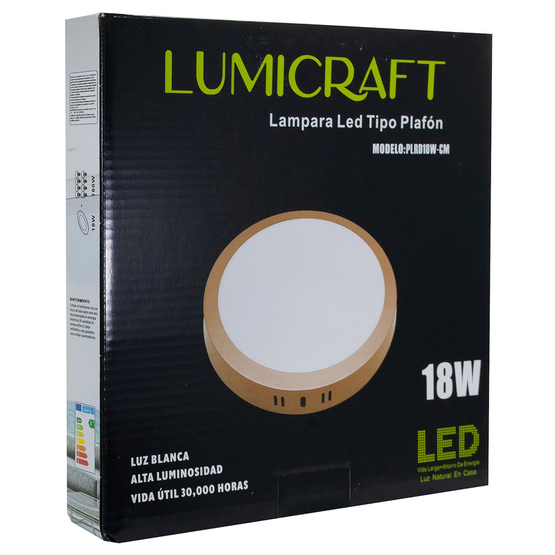 LUMINARIA DE SOBREPONER LUMICRAFT  18W REDONDO COBRE FRÍO