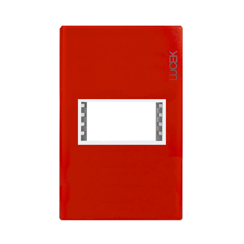 Placa Lucek colors metalica 1 ventana rojo