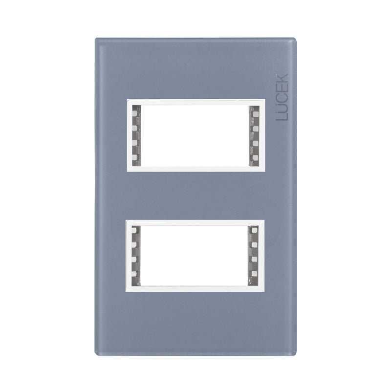 Placa Lucek colors metalica 2 ventanas gris