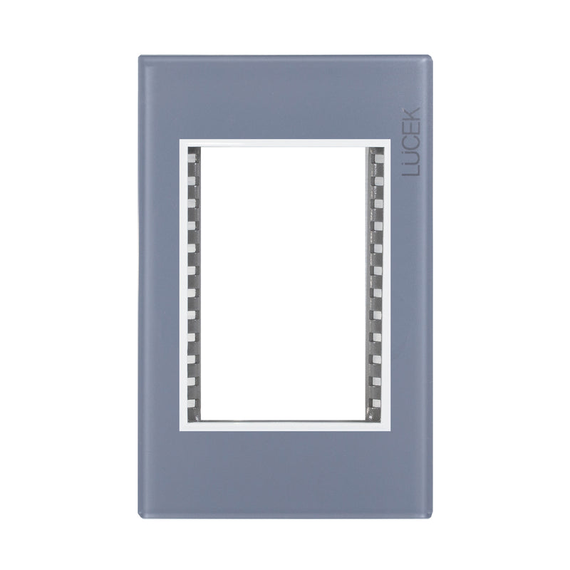 Placa Lucek colors metalica 3 ventanas gris