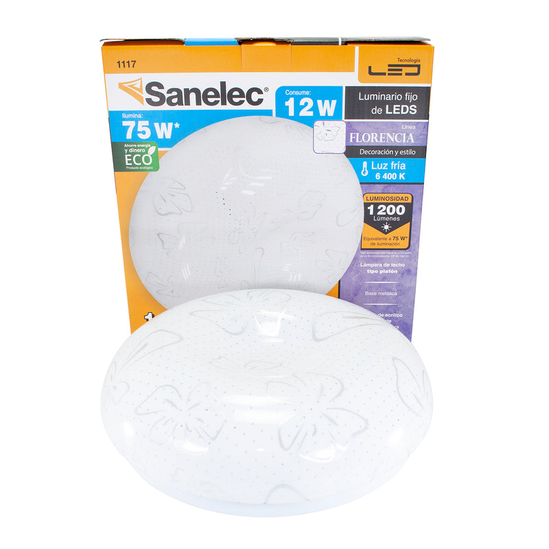 Plafón Sanelec led 12w florencia