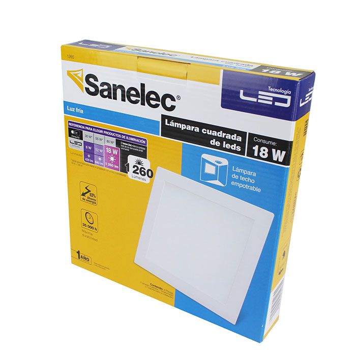 Empotrado Sanelec led 18w cuadrado frío