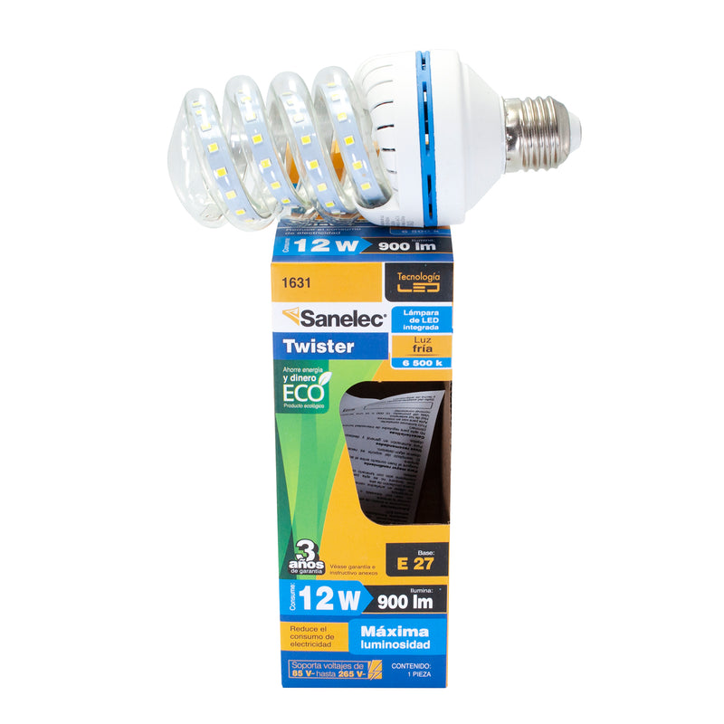 Foco Sanelec espiral led 12w luz fría