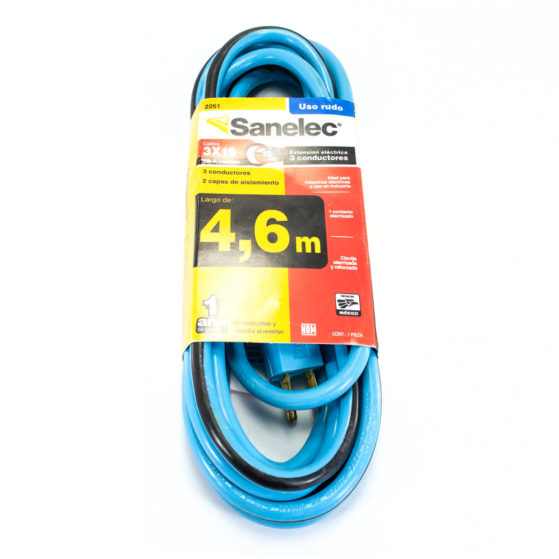 Extensión Sanelec uso rudo 4.6 mts azul 3x16