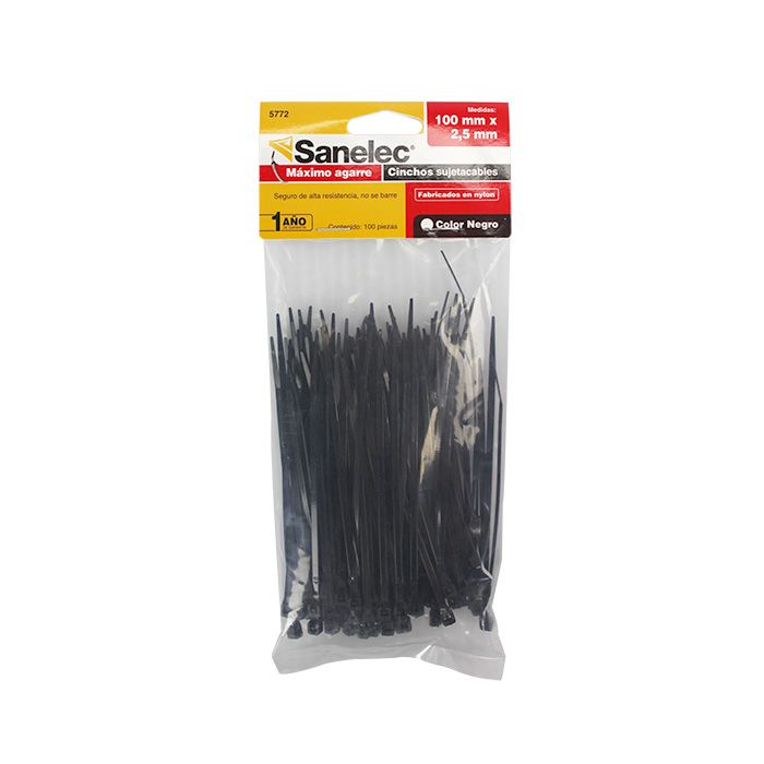 Cincho Sanelec 10cm x 2.5mm negro