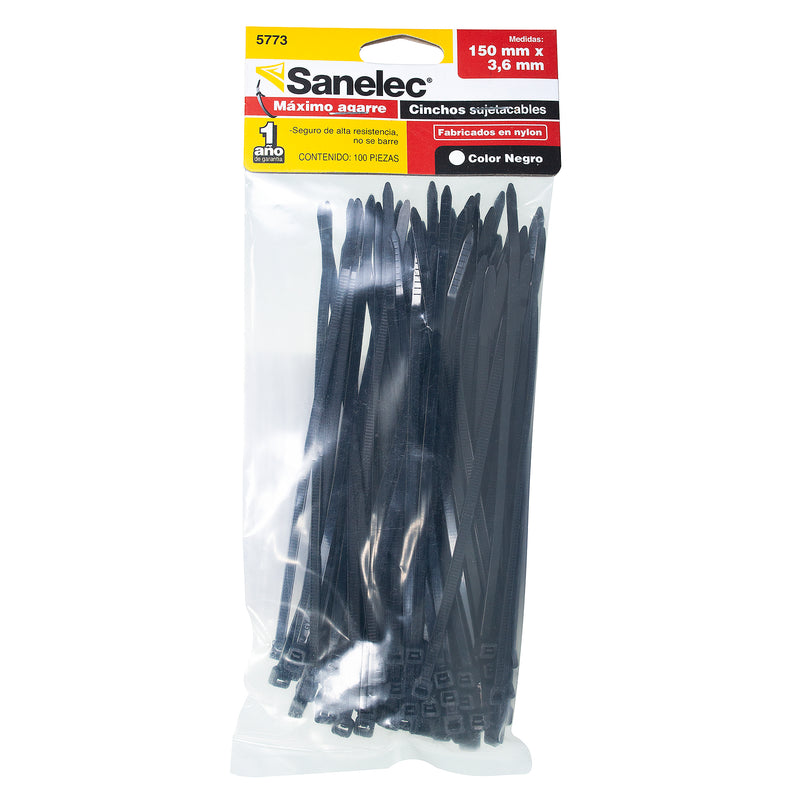 Cincho Sanelec 15cm x 3.6mm negro