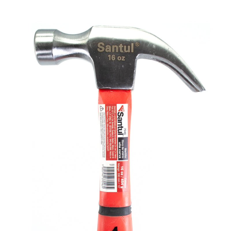 Martillo Santul 16 oz una curva mangode fibra de vidrio