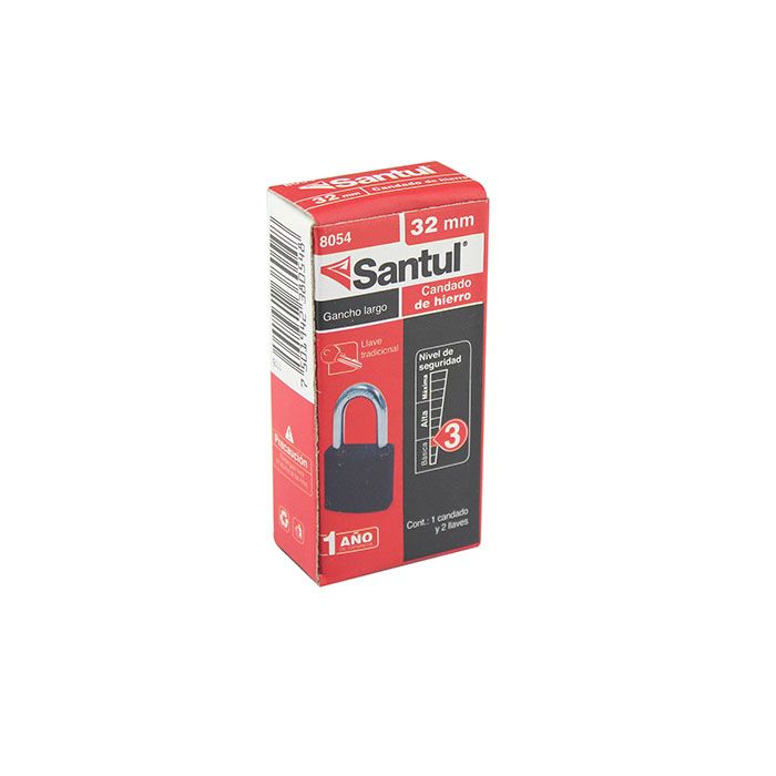 Candado Santul hierro 32mm gancho largo